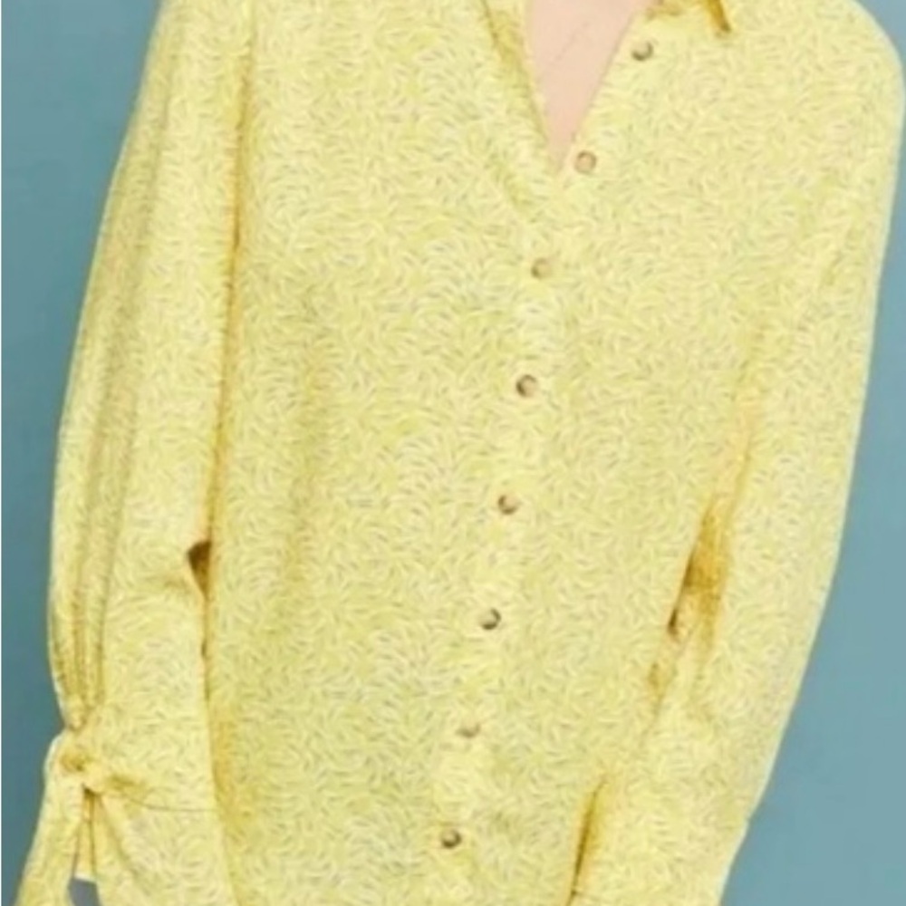 Anthropologie Maeve Yellow Patterned Top